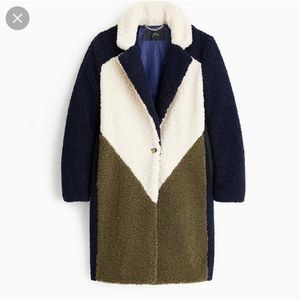 J Crew Colorblock Teddy Sherpa Coat